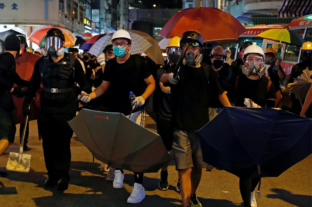 Anti-extradition bill protesters retreat as riot police disperse them during a protest at Prince Edward in Hong Kong September 6, 2019. u00e2u20acu201d Reuters pic