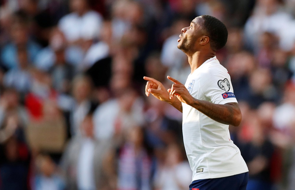 England's Raheem Sterling celebrates scoring their third goal against Bulgaria at the Wembley Stadium in London September 7, 2019. u00e2u20acu201d Action Images via Reuters