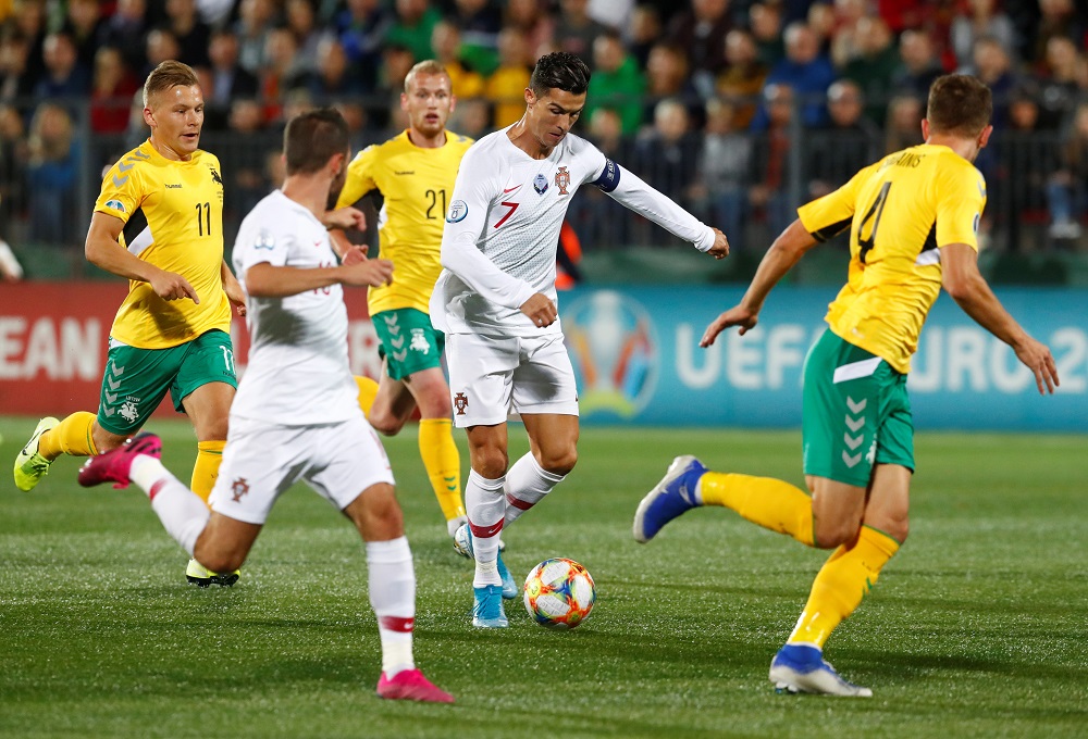 Portugal's Cristiano Ronaldo in action against Lithuania at the LFF Stadium in Vilnius, Lithuania September 10, 2019. u00e2u20acu201d Reuters pic