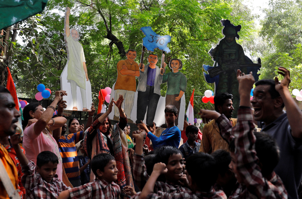 School children and supporters of Indiau00e2u20acu2122s ruling Bharatiya Janata Party (BJP) cheer during an event to mark Prime Minister Narendra Modiu00e2u20acu2122s birthday at a school, in New Delhi September 17, 2019. u00e2u20acu201d Reuters pic