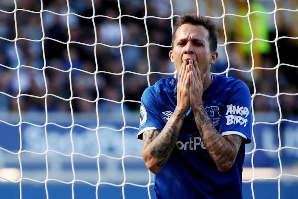 Evertonu00e2u20acu2122s Bernard reacts after a missed chance during their Premier League match with Sheffield United at Goodison Park in Liverpool September 21, 2019. u00e2u20acu201d Reuters pic