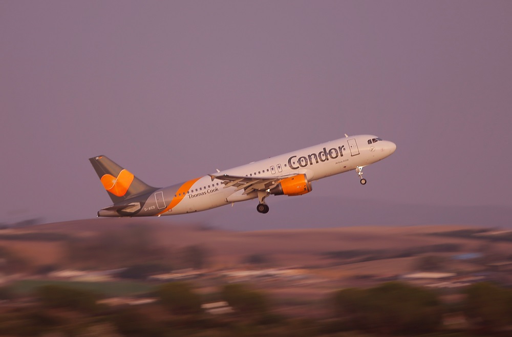 A Condor airlines Airbus A320-212 takes off on the day its travel firm parent company Thomas Cook collapsed, at Jerez de la Frontera Airport, Spain September 23, 2019. u00e2u20acu201d Reuters pic