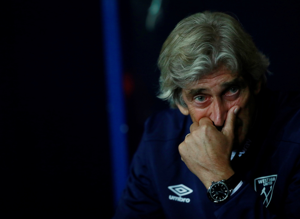 West Ham United manager Manuel Pellegrini reacts during the Carabao Cup third-round match with Oxford United at Kassam Stadium in Oxford September 25, 2019. u00e2u20acu201d Action Images pic via Reuters