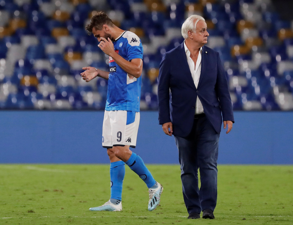 Napoliu00e2u20acu2122s Fernando Llorente looks dejected after the Serie A match with Cagliari at Stadio San Paolo in Naples September 25, 2019. u00e2u20acu201d Reuters