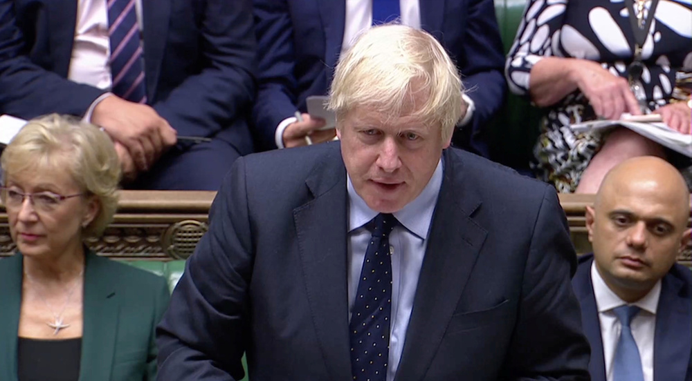 British Prime Minister Boris Johnson speaks in Parliament in London, Britain September 3, 2019, in this screen grab taken from video. u00e2u20acu201d Parliament TV via REUTERS
