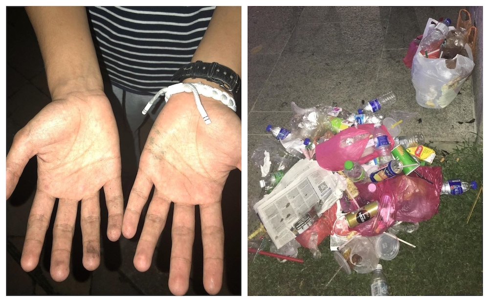 18-year-old boy spends two hours cleaning up the waste of thousands of people after the Merdeka celebration at KLCC Park. u00e2u20acu201d Pictures from Instagram/aimanariffinnnnnn