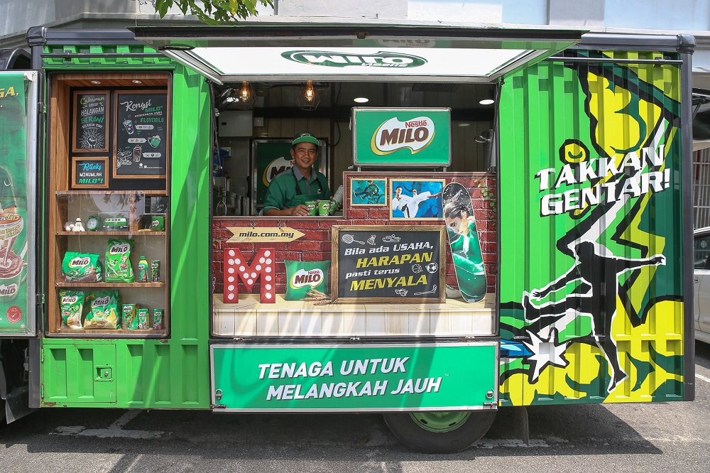 Sham’s tricked out Milo truck, which has evolved over the years and now has some eye-catching new features like a display set, LED flat screen and Xbox Kinect.