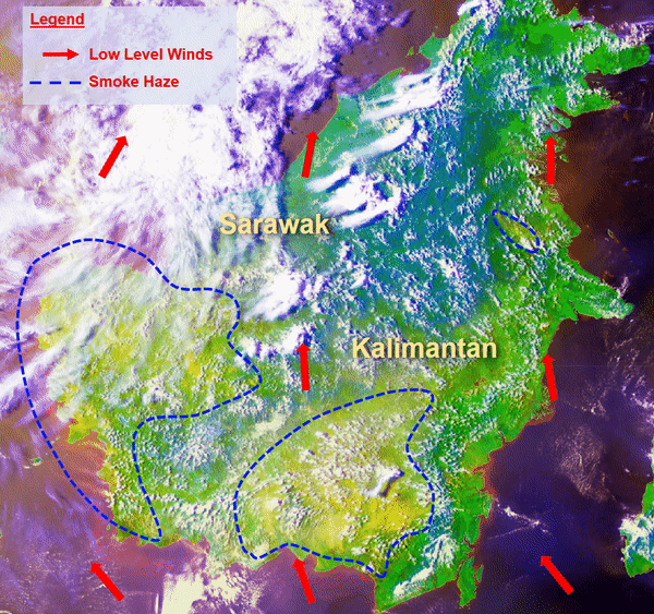 ‘Level 3’ indicates more than 250 hotspots in two consecutive days with dense smoke plumes; dry weather persisting; and prevailing winds blowing towards Asean countries. ― Picture courtesy of ASMC