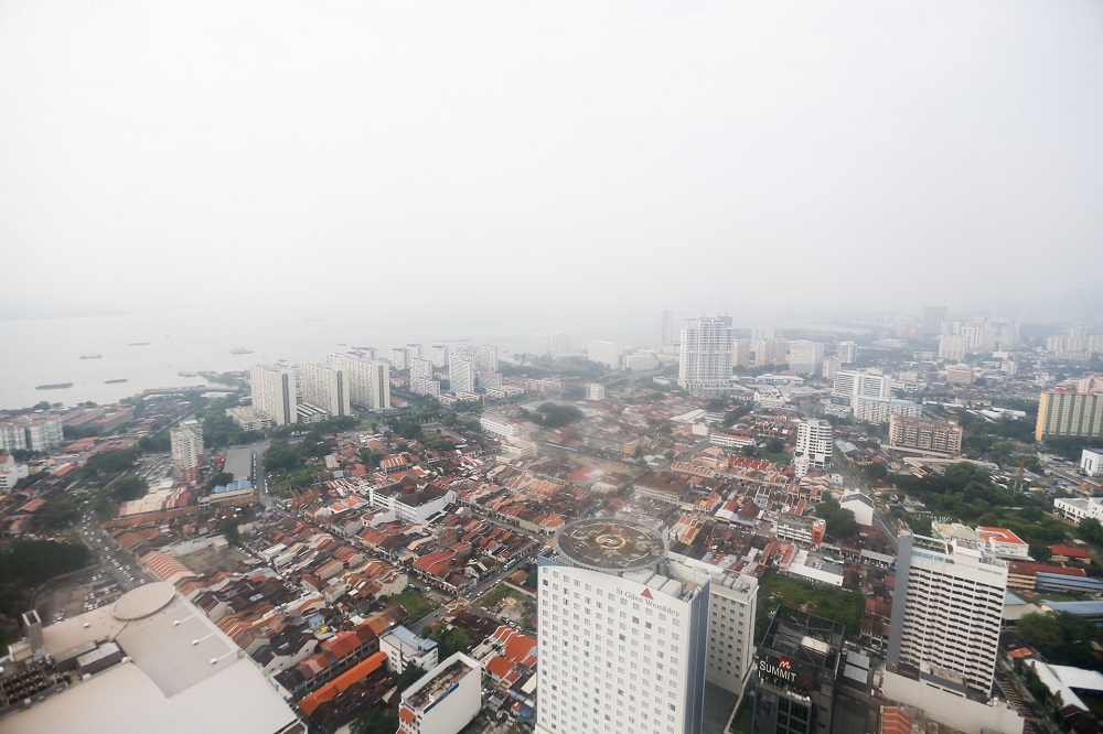 An aerial view of George Town on a hazy afternoon is seen from the Komtar building September 11, 2019. u00e2u20acu201d Picture by Sayuti Zainudin