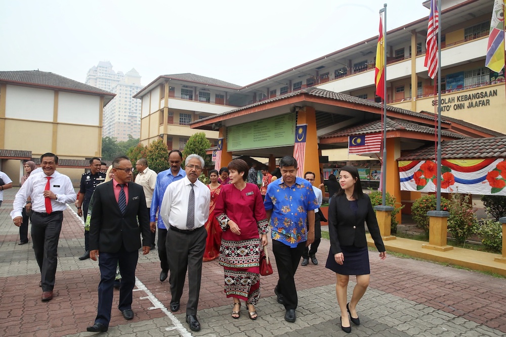 P. Waytha Moorthy visits the USJ 15 Vision School complex in Subang Jaya September 13, 2019. — Picture by Choo Choy May
