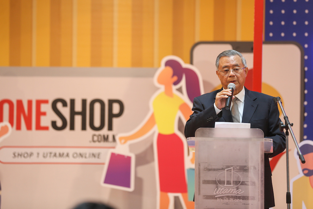 1 Utama director Datuk Teo Chiang Kok speaks at the launch of 1 Utama’s mobile app and online platform in Petaling Jaya September 13, 2019. — Picture by Firdaus Latif