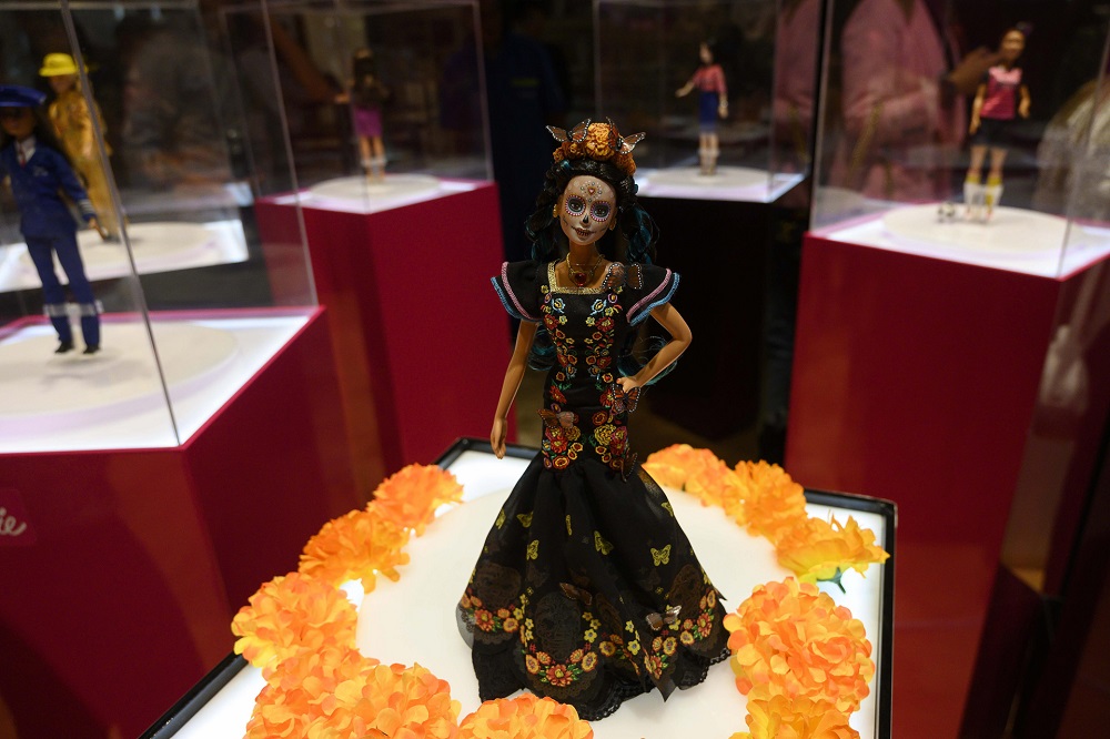 A u00e2u20acu02dcDay of the Deadu00e2u20acu2122 Barbie doll is displayed during a presentation in Mexico City. u00e2u20acu201d AFP pic