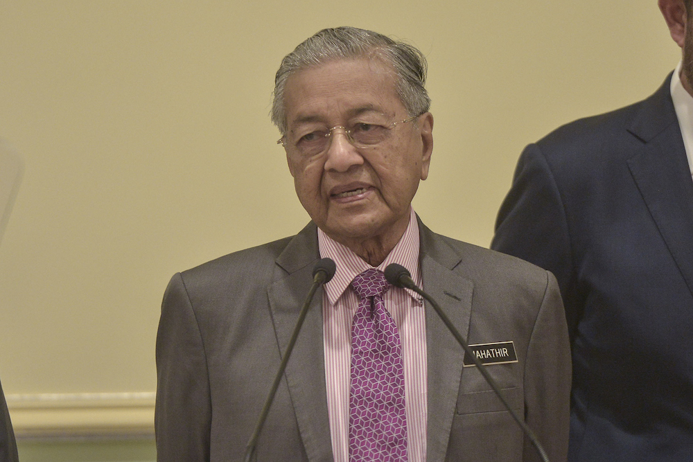 Prime Minister Tun Dr Mahathir Mohamad speaks during the launch of the u00e2u20acu02dcForeign Policy Framework of the New Malaysiau00e2u20acu2122 at the Prime Minister's Office in Putrajaya September 18, 2019. u00e2u20acu201d Picture by Shafwan Zaidon