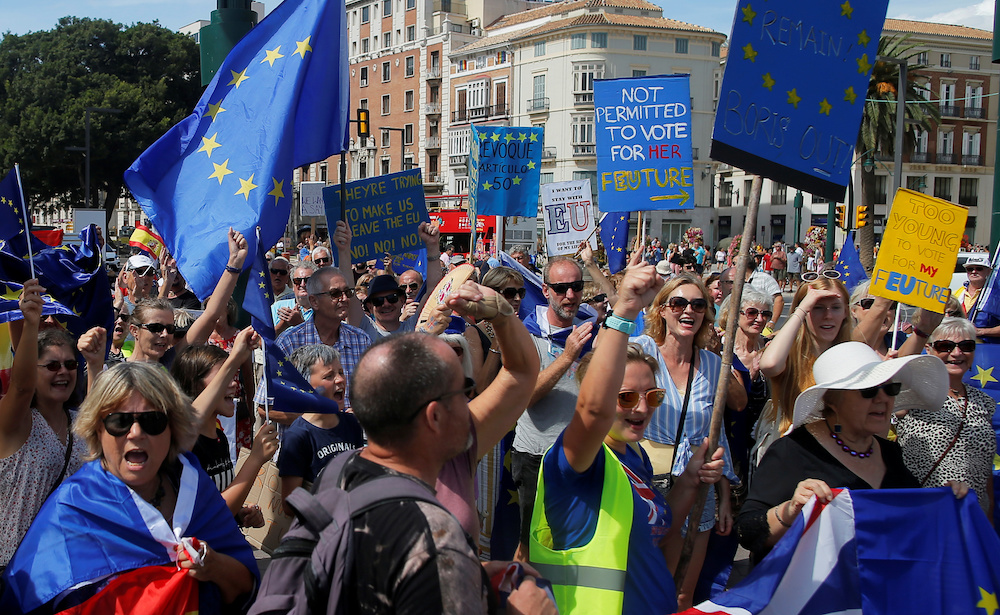 British residents in Spain march during an anti-Brexit demonstration, in Malaga, Spain September 22, 2019. u00e2u20acu201d Reuters pic