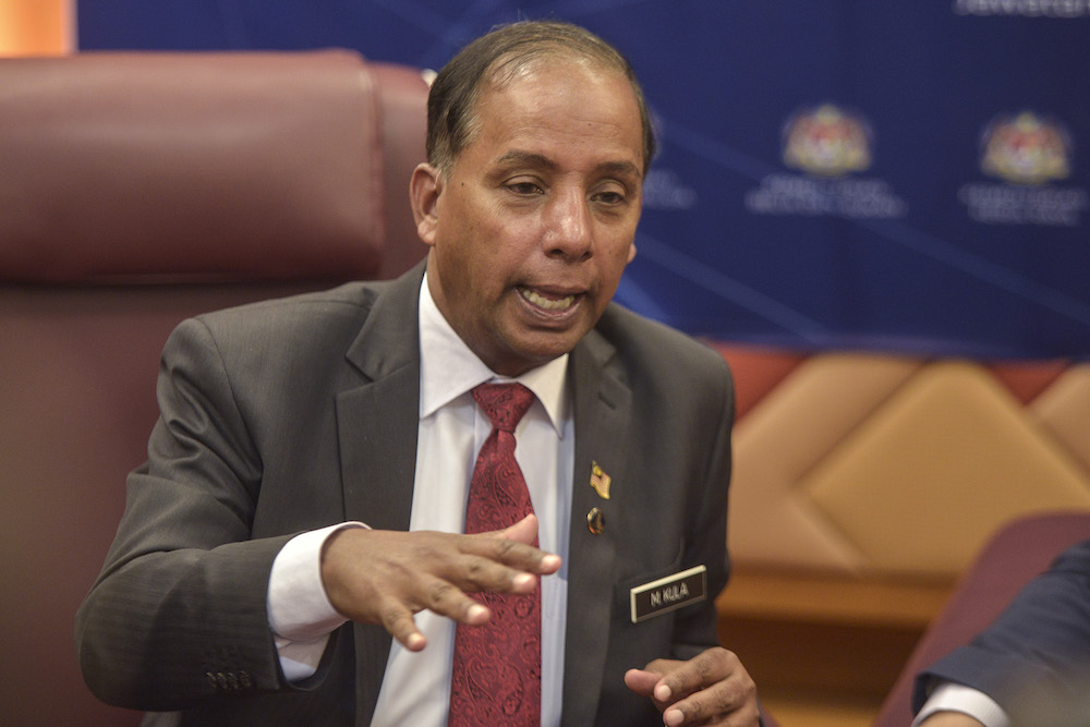Human Resources Minister M. Kulasegaran speaks to the media during the u00e2u20acu02dcTVET Empowerment: Industry Dialogueu00e2u20acu2122 in Putrajaya September 26, 2019. u00e2u20acu201d Picture by Shafwan Zaidon