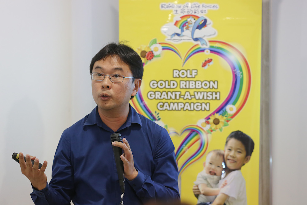 DEBRA Malaysia chairman Dr Leong Kin Fon speaks at The 13th Rainbow of Life Force (ROLF) Gold Ribbon Grant-A-Campaign 2019 in Shah Alam September 30, 2019. 