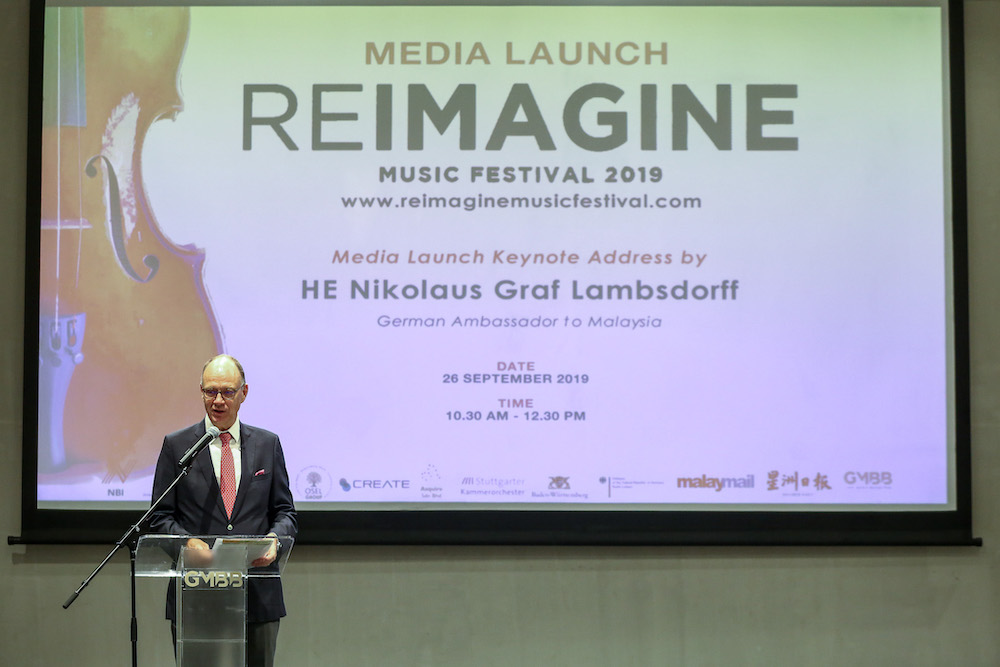 German Ambassador to Malaysia Nikolaus Graf Lambsdorff expresses his delight that the renowned Stuttgart Chamber Orchestra will make its South-east Asian debut in Malaysia. u00e2u20acu201d Pictures by Yusof Mat Isa