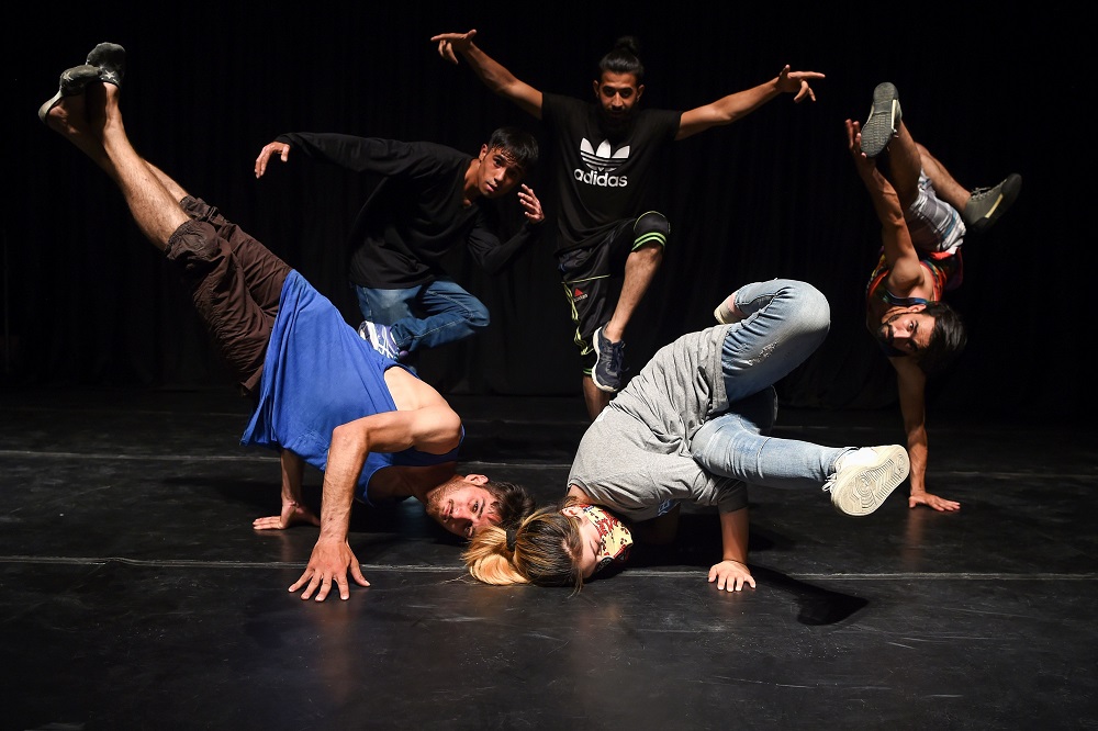 In this photo taken on August 4, 2019, Afghan breakdancers pose for a photograph at the French Cultural Centre in Kabul. u00e2u20acu201d AFP pic