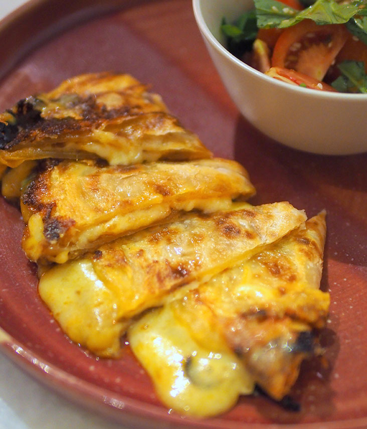 Originally served at Adu's Champor-Champor restaurant in Langkawi and subsequently in London, this 'roti canai' tortilla marries cheese with our favourite flatbread
