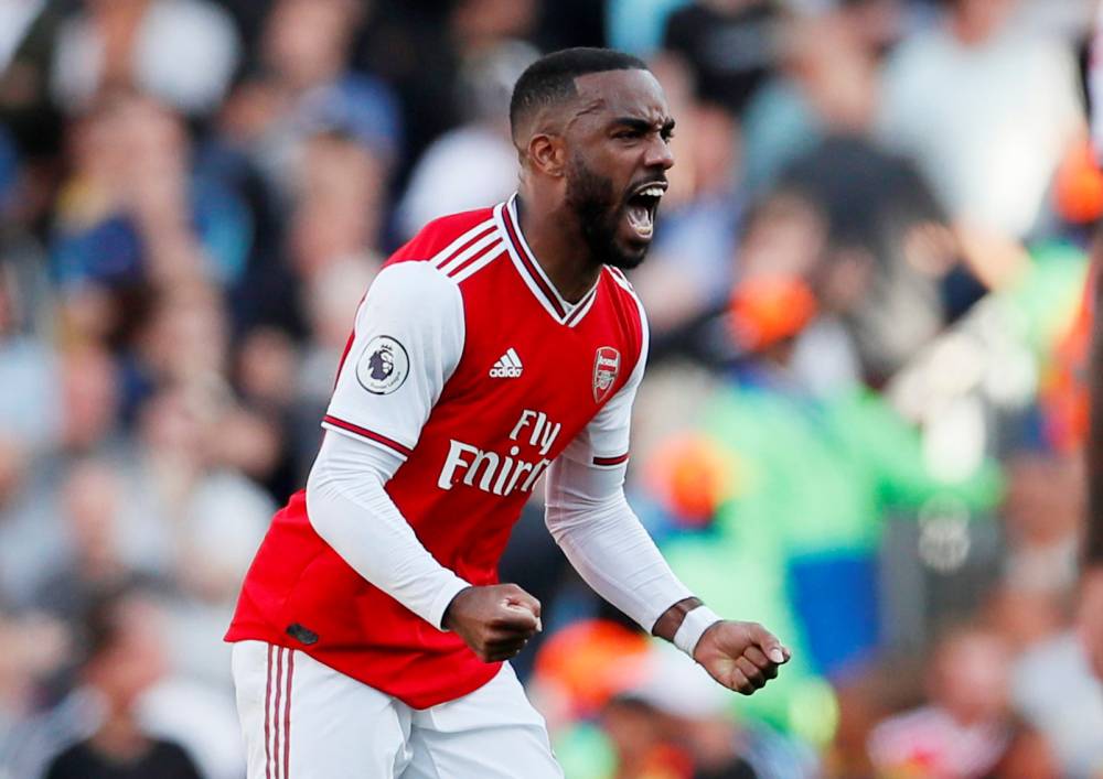 Arsenal's Alexandre Lacazette celebrates after scoring the first goal against Tottenham Hotspur, September 1, 2019. u00e2u20acu2022 Reuters pic