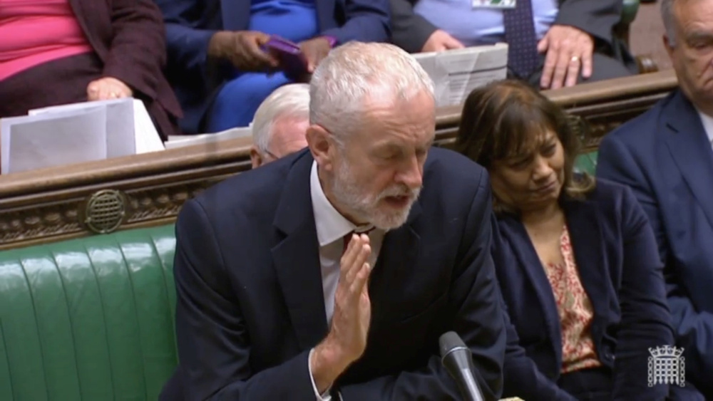 Britainu00e2u20acu2122s opposition Labour party leader Jeremy Corbyn speaks after Britainu00e2u20acu2122s parliament voted on whether to hold an early general election, in London, September 10, 2019. u00e2u20acu201d Picture from Parliament TV via Reuters 