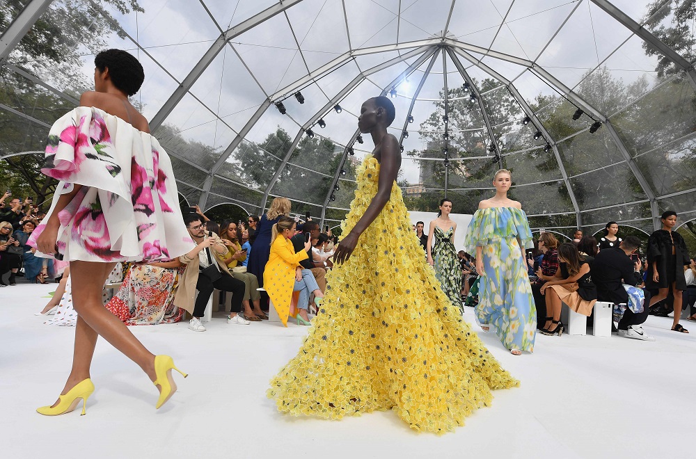 Models walk the runway for Carolina Herrera during New York Fashion Week at Garden of the Battery in New York September 9, 2019. u00e2u20acu201d AFP pic        
