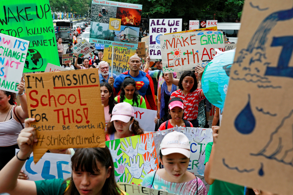 Environmental activists participate in a Global Climate Strike near the Ministry of Natural Resources and Environment office in Bangkok, Thailand September 20, 2019. u00e2u20acu201d Reuters pic 
