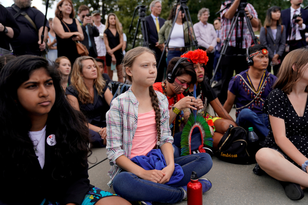 Sixteen year-old Swedish climate activist Greta Thunberg listens to speakers during a climate change demonstration at the US Supreme Court in Washington, US, September 18, 2019. u00e2u20acu201d Reuters pic