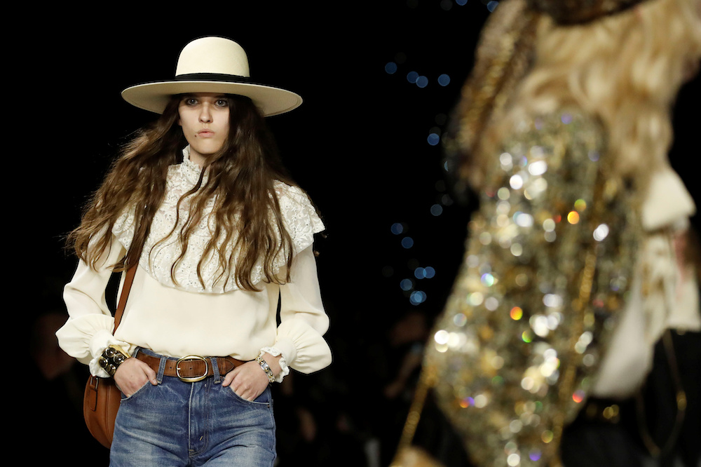 A model presents a creation by designer Hedi Slimane as part of his Spring/Summer 2020 women’s ready-to-wear collection show for fashion house Celine during Paris Fashion Week in Paris, France, September 27, 2019. — Reuters pic