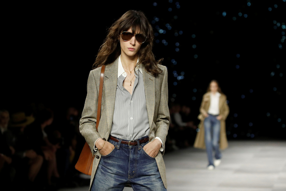 A model presents a creation by designer Hedi Slimane as part of his Spring/Summer 2020 women’s ready-to-wear collection show for fashion house Celine during Paris Fashion Week in Paris, France, September 27, 2019. — Reuters pic