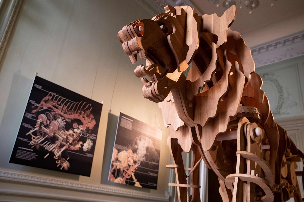 A picture taken on September 11, 2019 shows a mechanical lion that has been recreated 500 years after its invention by Leonardo da Vinci, at the Italian Cultural Institute in Paris. — AFP pic         