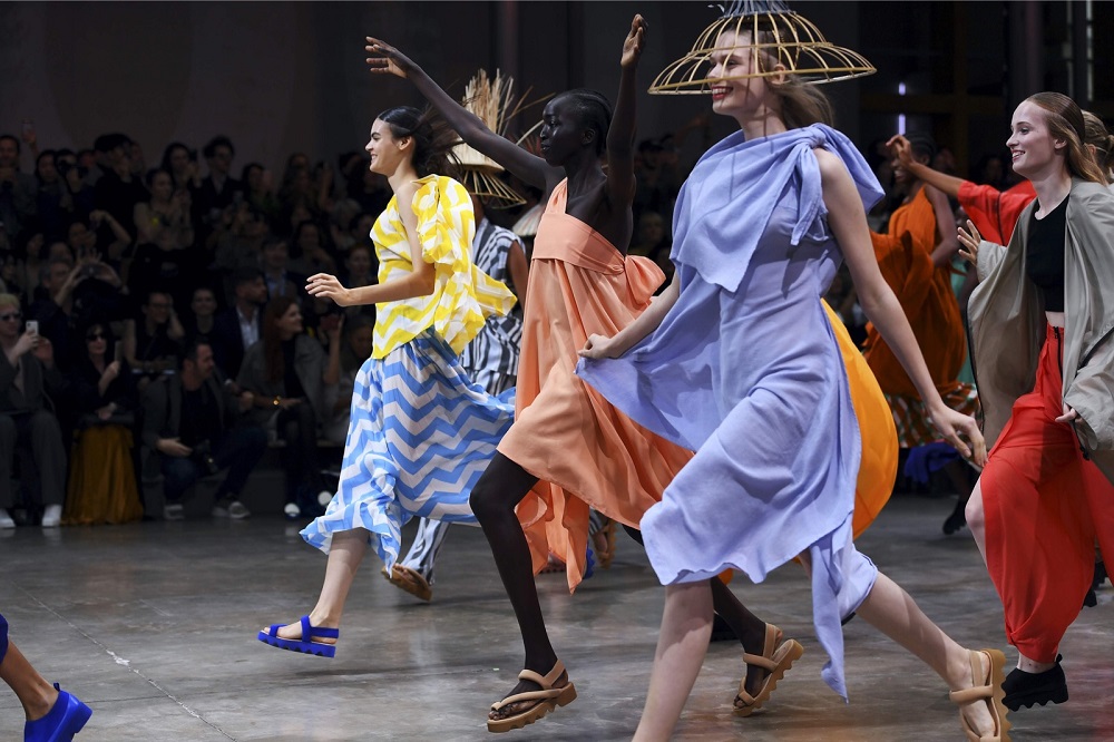 Models present creations by Japanese designer Issey Miyake during the Women's Spring-Summer 2020 Ready-to-Wear collection fashion show in Paris September 27, 2019. u00e2u20acu201d AFP pic
