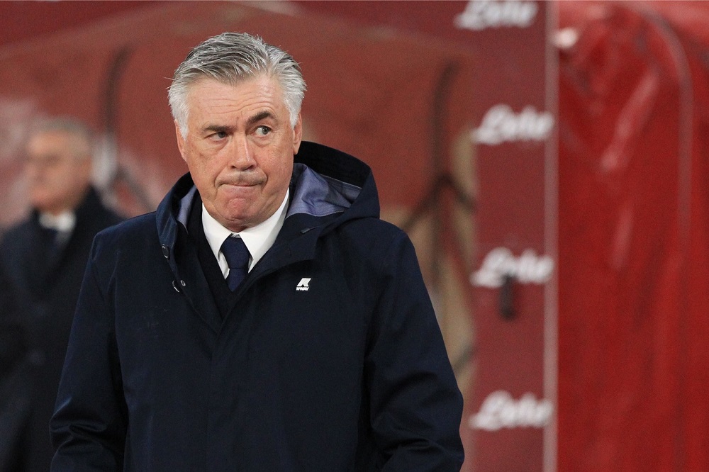 Napoliu00e2u20acu2122s Italian coach Carlo Ancelotti looks on prior to the Italian Serie A football match against Genoa at the San Paolo stadium in Naples April 7, 2019. u00e2u20acu201d AFP pic