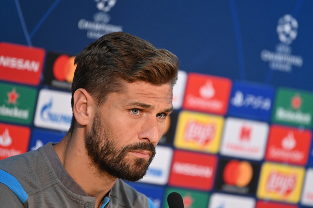 Napoliu00e2u20acu2122s Fernando Llorente speaks to journalists during a press conference September 16, 2019 at the SSC Napoli training centre in Castel Volturno, near Naples, on the eve of the Uefa Champions League football match between Napoli and Liverpool. u00e2u20acu201d AFP