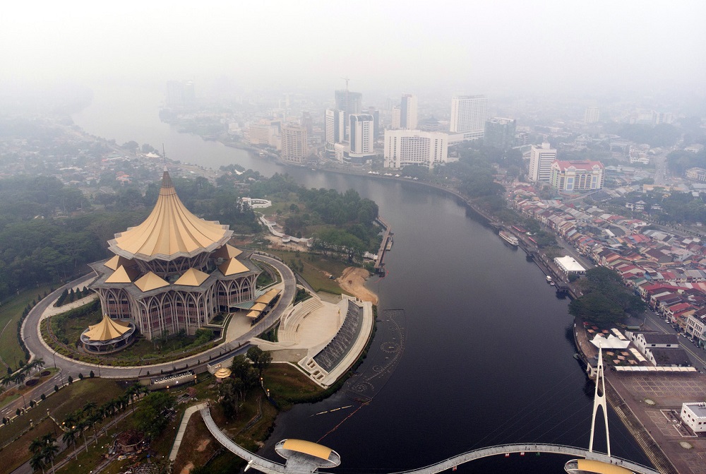 An aerial view of Kuching, seen shrouded in haze September 6, 2019. u00e2u20acu201d Bernama pic