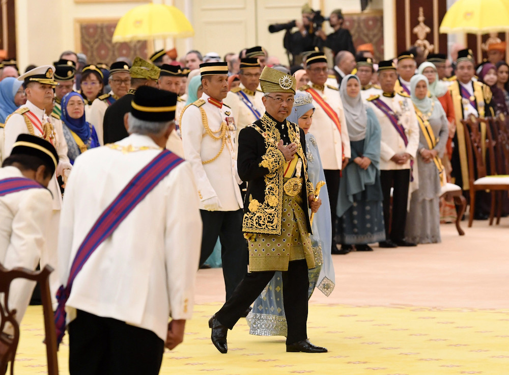 Yang di-Pertuan Agong Al-Sultan Abdullah Riu00e2u20acu2122ayatuddin Al-Mustafa Billah Shah arrives for the investiture ceremony of federal awards and honours held in conjunction with his official birthday at Istana Negara in Kuala Lumpur September 9, 2019. u00e2u20acu201d Bernam