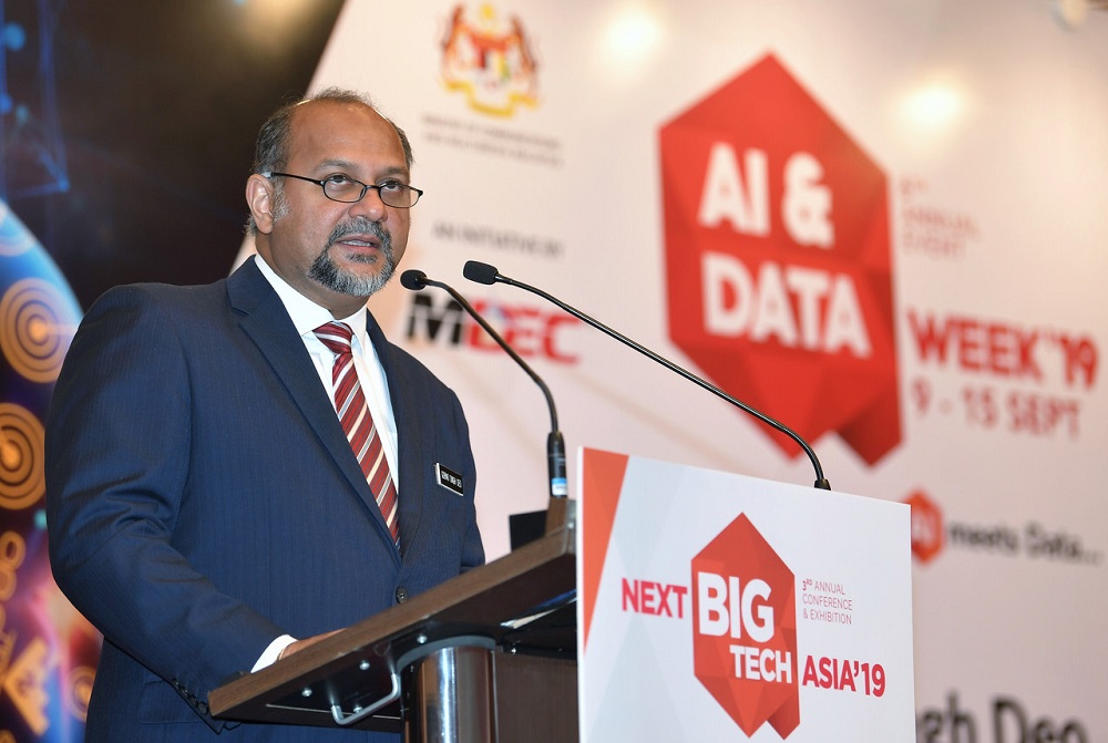 Communication and Multimedia Minister Gobind Singh Deo delivers a speech during NextBigTech Asia 2019 at Kuala Lumpur Convention Centre September 12, 2019. u00e2u20acu201d Bernama pic
