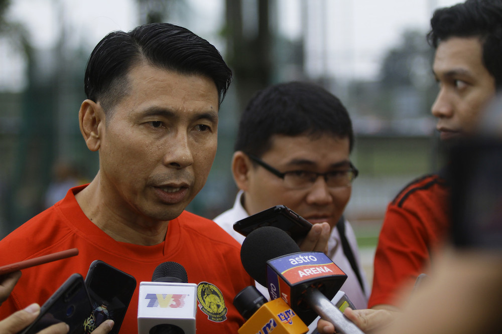 Malaysiau00e2u20acu2122s head coach Tan Cheng Hoe speaks to reporters during a team training session in Kuala Lumpur September 30, 2019. u00e2u20acu201d Bernama pic 