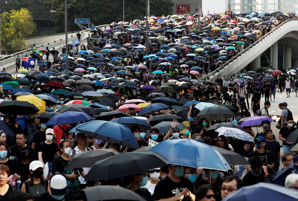 Anti-government protesters march during a demonstration in Hong Kong, China, September 15, 2019. u00e2u20acu201d Reuters pic