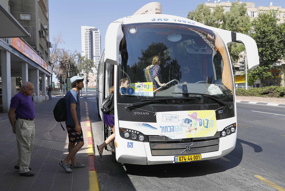 People board the u00e2u20acu02dcsababusu00e2u20acu2122, a bus service that works on Shabbat, or Saturday, a day of religious observance and abstinence from work, kept by Jews from Friday evening to Saturday evening, in Ramat Gan north of Tel Aviv September 7, 2019. u00e2u20acu201d AFP pic  