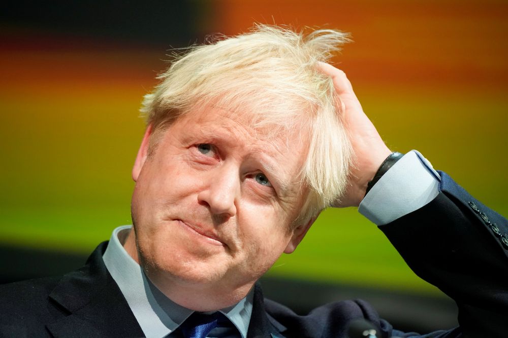 Britainu00e2u20acu2122s Prime Minister Boris Johnson reacts during the Convention of the North at the Magna Centre in Rotherham, Britain September 13, 2019. u00e2u20acu201d Christopher Furlong/Pool picture via Reuters