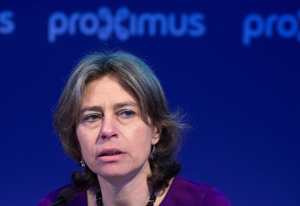 Dominique Leroy, chief executive officer of Belgian telecoms group Proximus, presents the companyu00e2u20acu2122s 2015 results during a news conference in Brussels, Belgium February 26, 2016. u00e2u20acu201d Reuters pic 