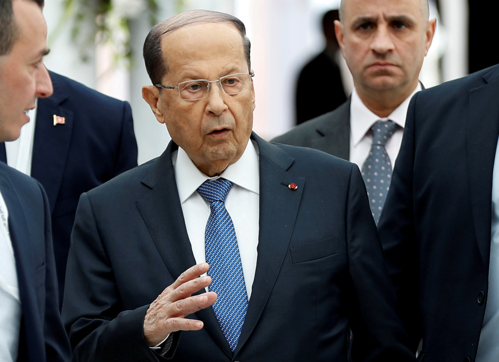 Lebanese President Michel Aoun, gestures upon his arrival at Tunis-Carthage International Airport to attend the Arab Summit, in Tunis, Tunisia March 30, 2019. u00e2u20acu201d Reuters pic