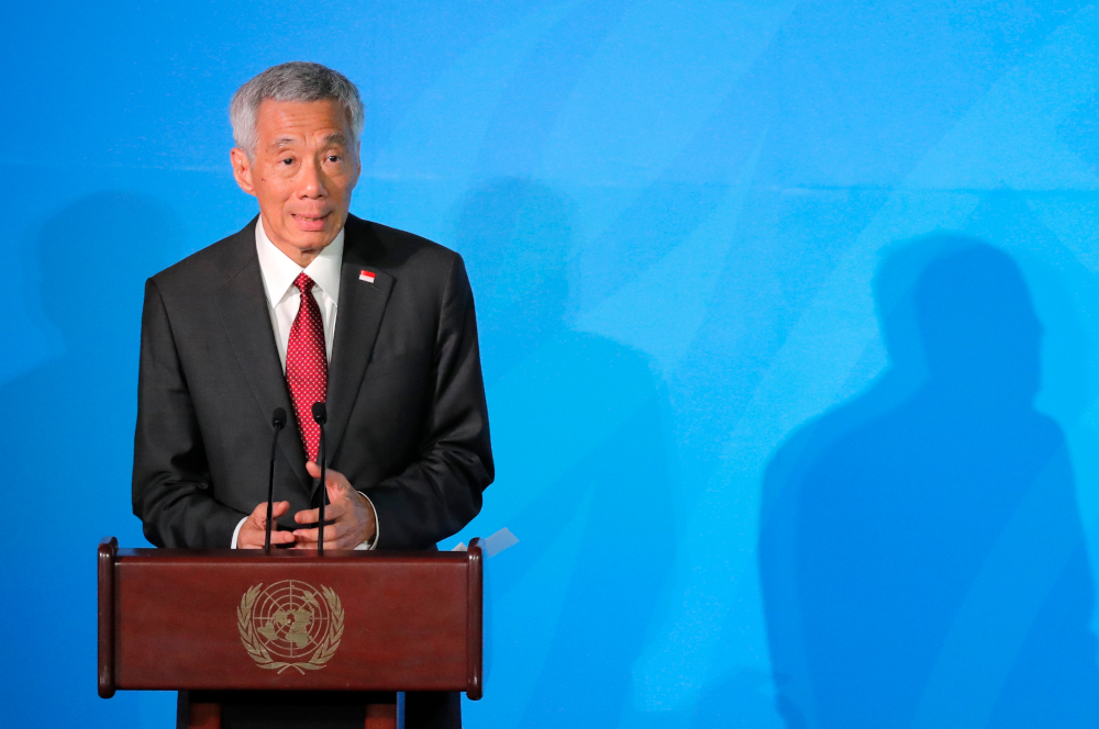 Singapore Prime Minister Lee Hsien Loong speaking during the 2019 United Nations Climate Action Summit at the UN headquarters in New York September 23, 2019. u00e2u20acu201d Reuters pic 