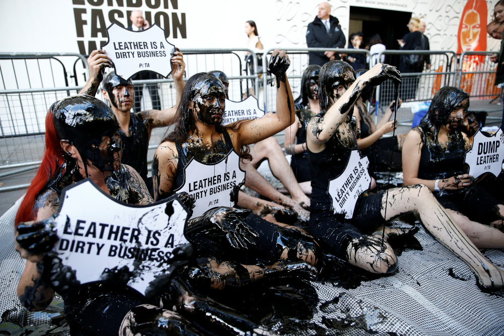 Activists from PETA stage a demonstration outside a venue during London Fashion Week in London, Britain, September 13, 2019. u00e2u20acu201d Reuters pic 