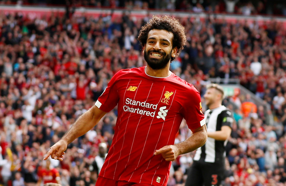 Liverpoolu00e2u20acu2122s Mohamed Salah celebrates scoring their third goal against Newcastle at the Anfield Stadium in Liverpool on September 14, 2019. u00e2u20acu201d Reuters pic