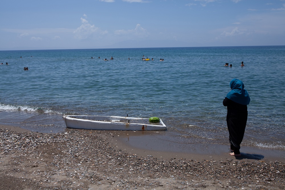 Turki, Haninu00e2u20acu2122s mother, a Syrian refugee, goes to the beach in Gumuldur, Izmir, for the first time in Turkey June 16, 2018. u00e2u20acu201d Reuters pic