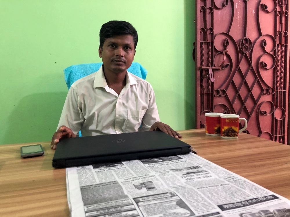 Bangladeshi journalist Sharif Azad is pictured inside his office in Ukhia Upazila, Bangladesh August 27, 2019. u00e2u20acu201d Reuters pic