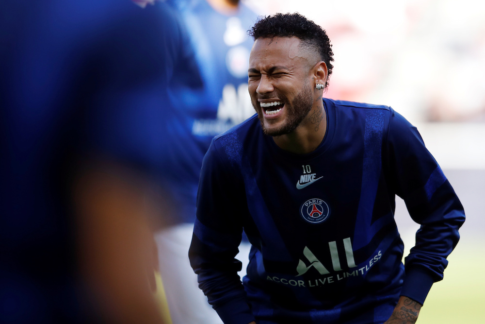 Paris St Germainu00e2u20acu2122s Neymar during the warm up before the match against Strasbourg at the Parc des Princes in Paris, September 14, 2019. u00e2u20acu201d Reuters picnn