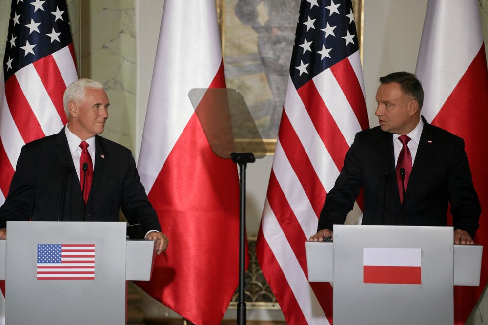 Polish President Andrzej Duda and US Vice President Mike Pence speak during a press conference in Warsaw, Poland September 2, 2019. u00e2u20acu201d Slawomir Kaminski/Agencja Gazeta via Reuters